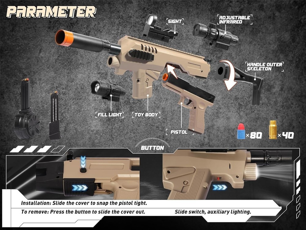 Engaging DIY Toy for Boys & Girls - Combat Blaster with Ejecting Shell Design