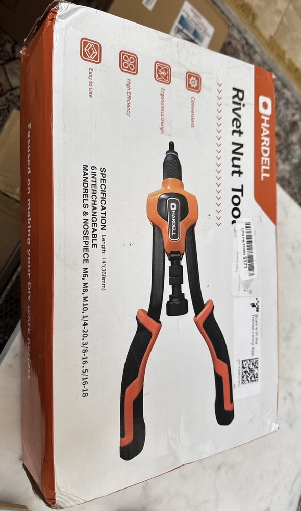 HARDELL Rivet Nut Tool, 14" Rivnut Tool with Upgraded Orange
