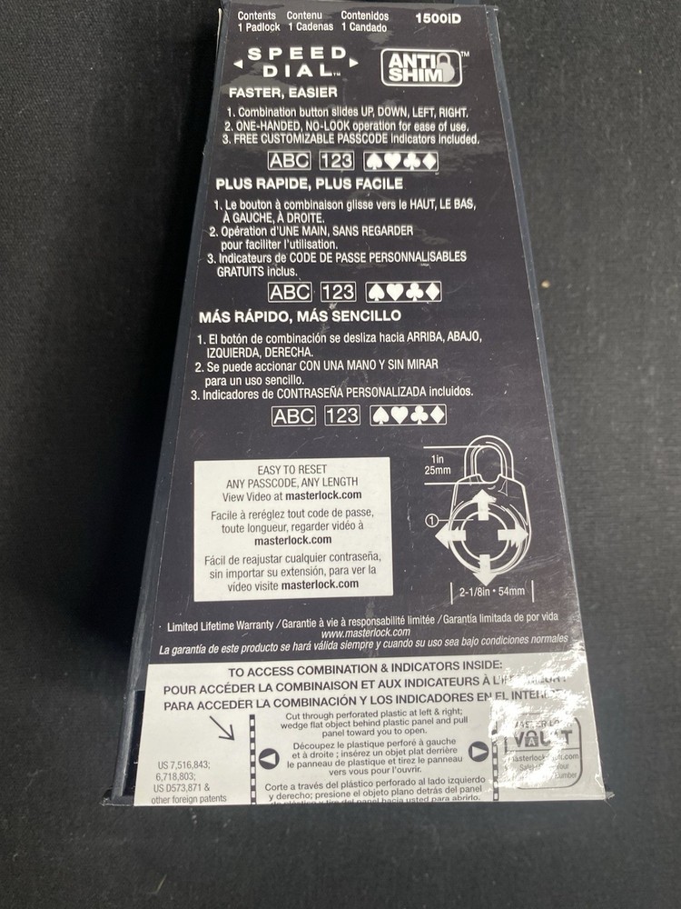 Master Lock 1500ID Speed Dial Combination Lock Blue New