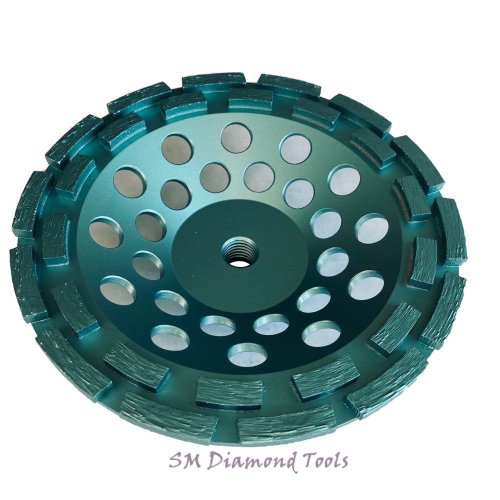 7" Premium Double Row Cup Wheel 5/8" Threaded Concrete Surface Grinding