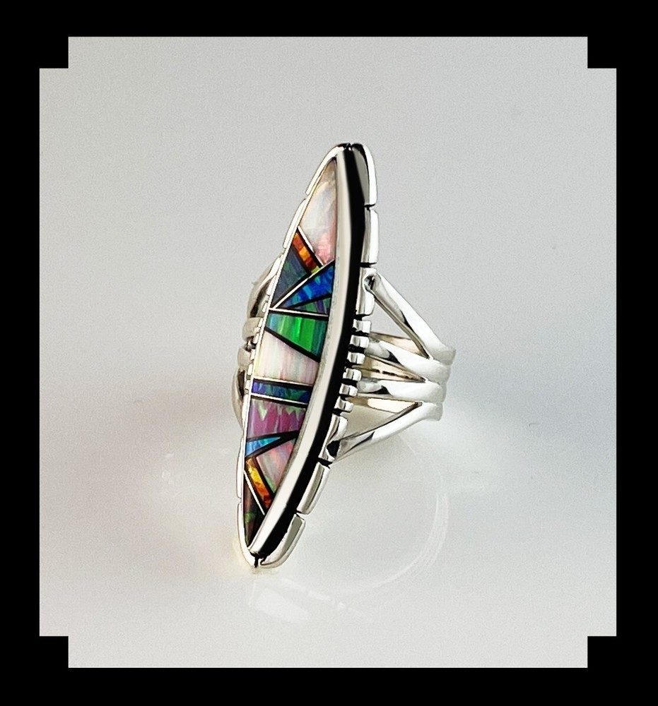 Sterling and Inlay Opalite Ring Size 7