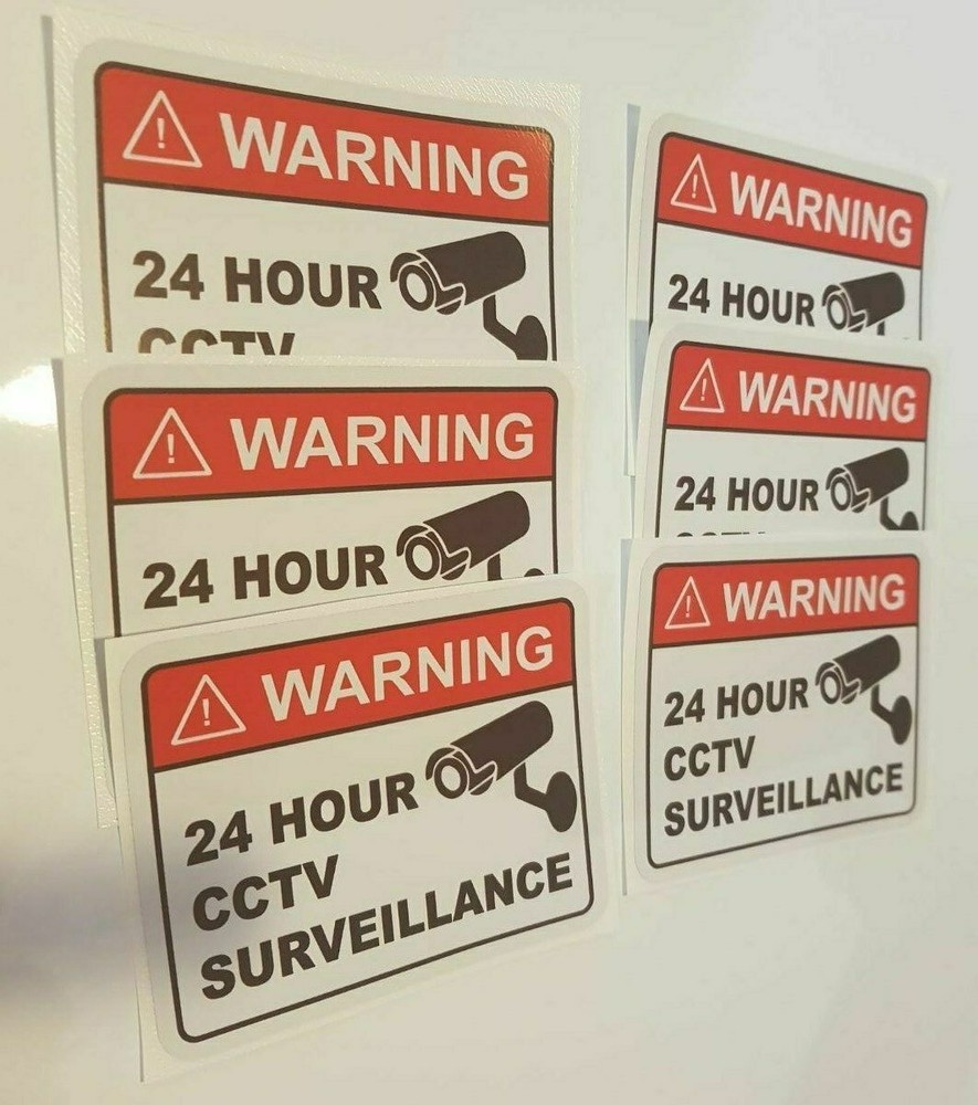Warning Stickers Security camera surveillance warning-CCTV 6-pack