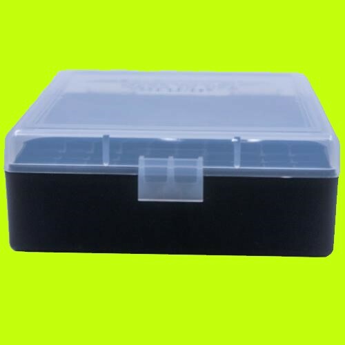 3 x BERRY'S PLASTIC AMMO BOX, CLEAR/BLACK 100 Round 357/38 -