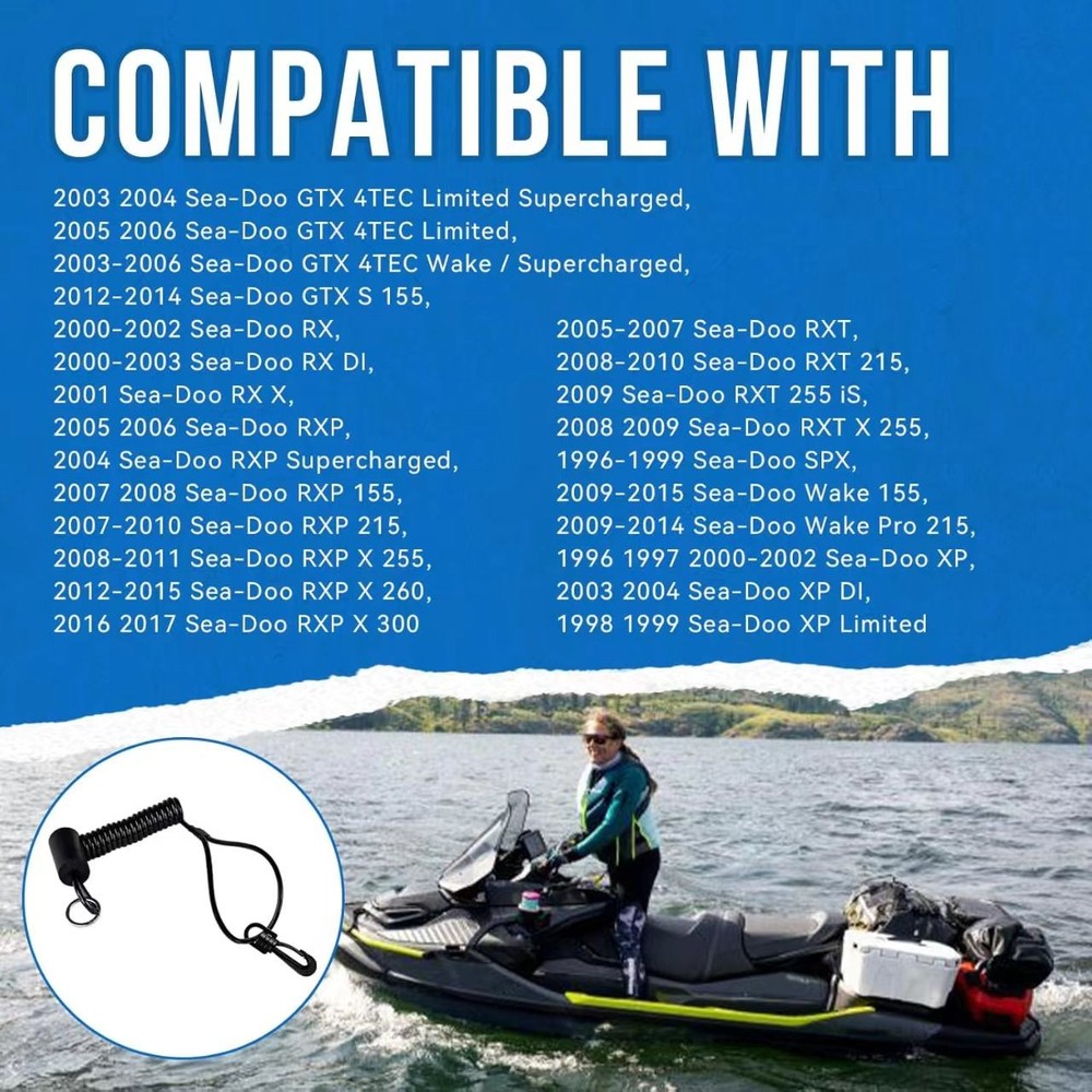 Fits Sea-Doo Floating Replace Dess Lanyard Tether Chord with Stainless Key Ring