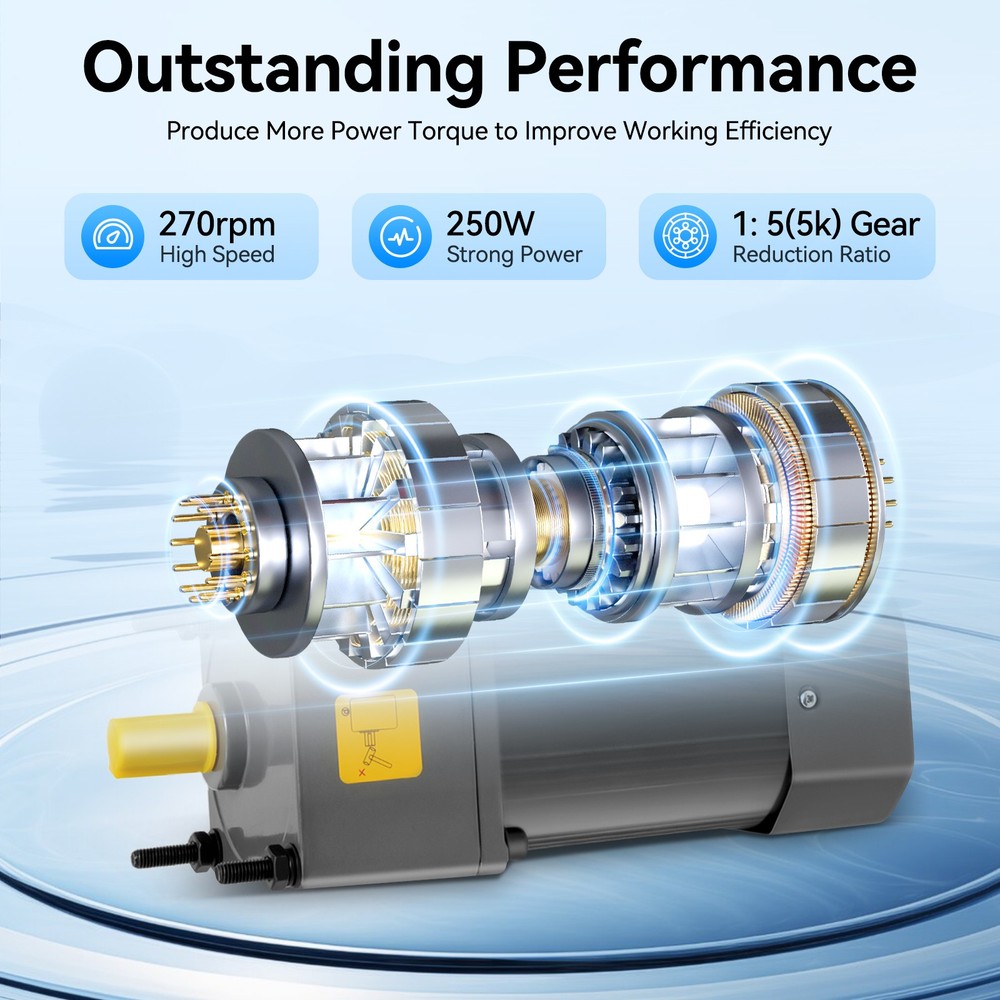 250W Gear Motor Electric Motor Variable Speed Controller Reducer 1:5 270RPM 110V