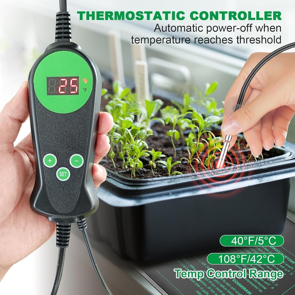 Seedling Heat Mat with Built-in Temperature Controller 2 Pack, 10" x 20.75" P...