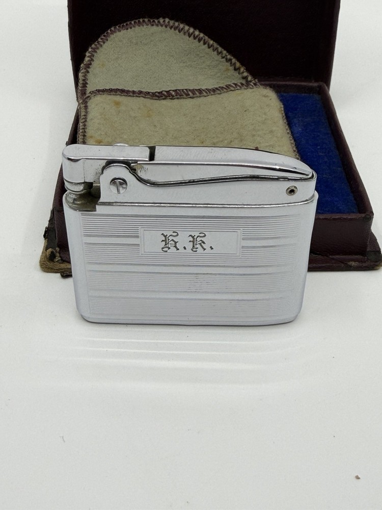 Vintage Untested Ronson Adonis Initial Pocket Lighter In Org Box And Pouch