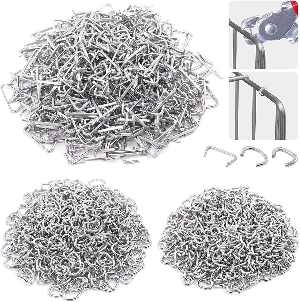 1500 Pcs Galvanized Hog Rings Size Assorted Set with 3/8", 3/4", 1/2" Upholstery