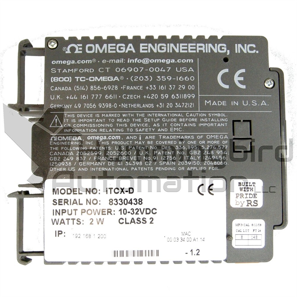 OMEGA iTCX-D Thermocouple Virtual Chart Recorder Ethernet Web Server 512KB