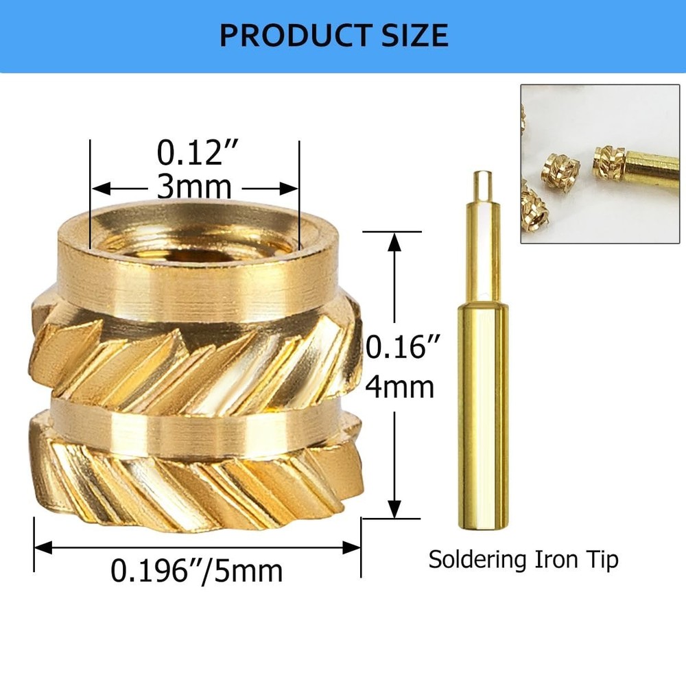 High-Quality 130 Pcs Brass Threaded Inserts M3x4x5 Kit - Ideal for Prototyping