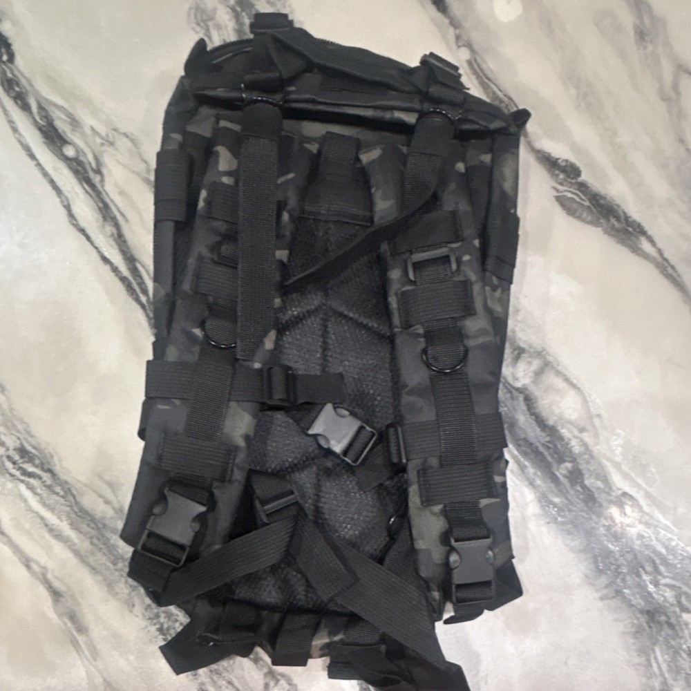Black Camouflage Tactical Backpack Nylon MOLLE System Adjustable Straps
