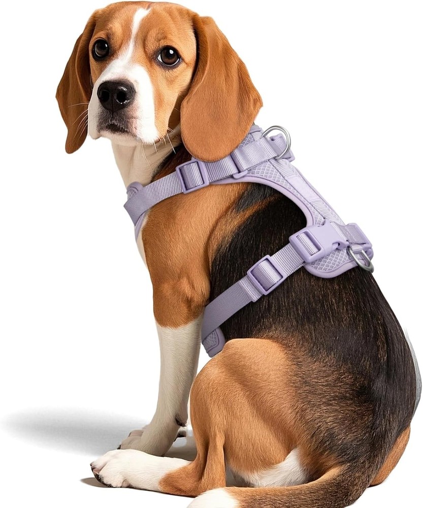 Wisedog Lightweight Dog Harness No Pull 3 Fast-Release Buckles Adjustable,Gray,S