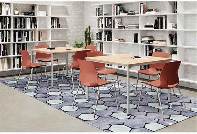 KFI Home or Office 42" Square Kitchen Pantry Table w 4 Blue Imme Stack Chairs