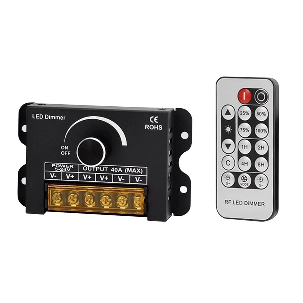 12v LED Dimmer  with  Remote Control &Timer Function, DC 5-24V 40A Aluminum5286