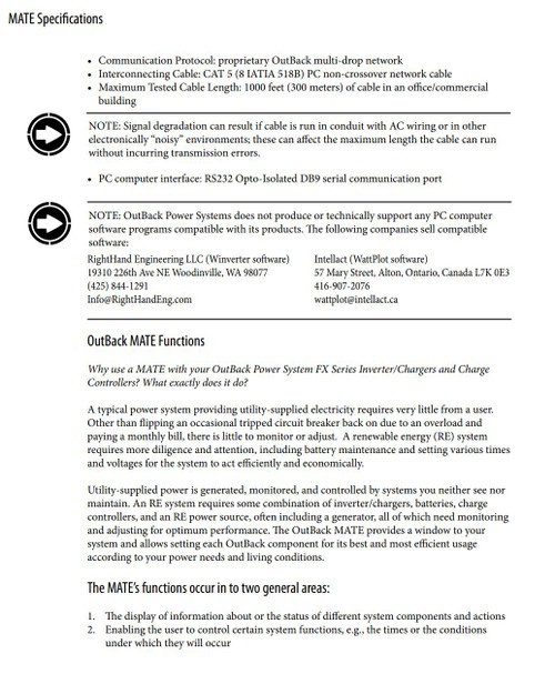 Outback Power MATE System Display and Controller