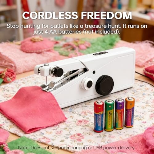 Handheld Sewing Machine For Beginners, Mini Sewing Machine Portable, Easy White
