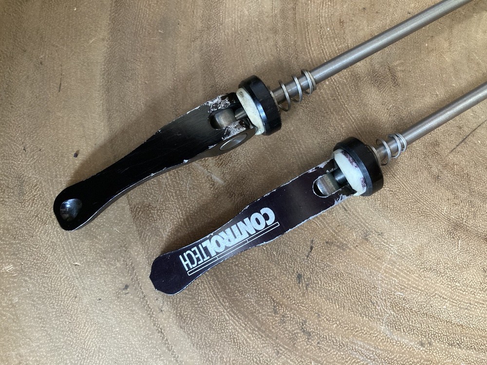 Vtg Control Tech Titanium Skewer Set Black Anodized Front Rear