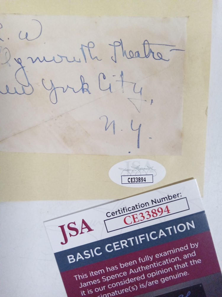 Lois Wilson Signed Cut JSA -#