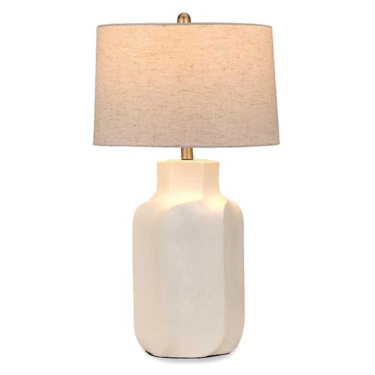 New! White Sculpted Ceramic Table Lamp
