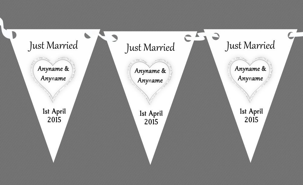 Black And White Just Married Personalised Wedding Venue or Reception Bunting