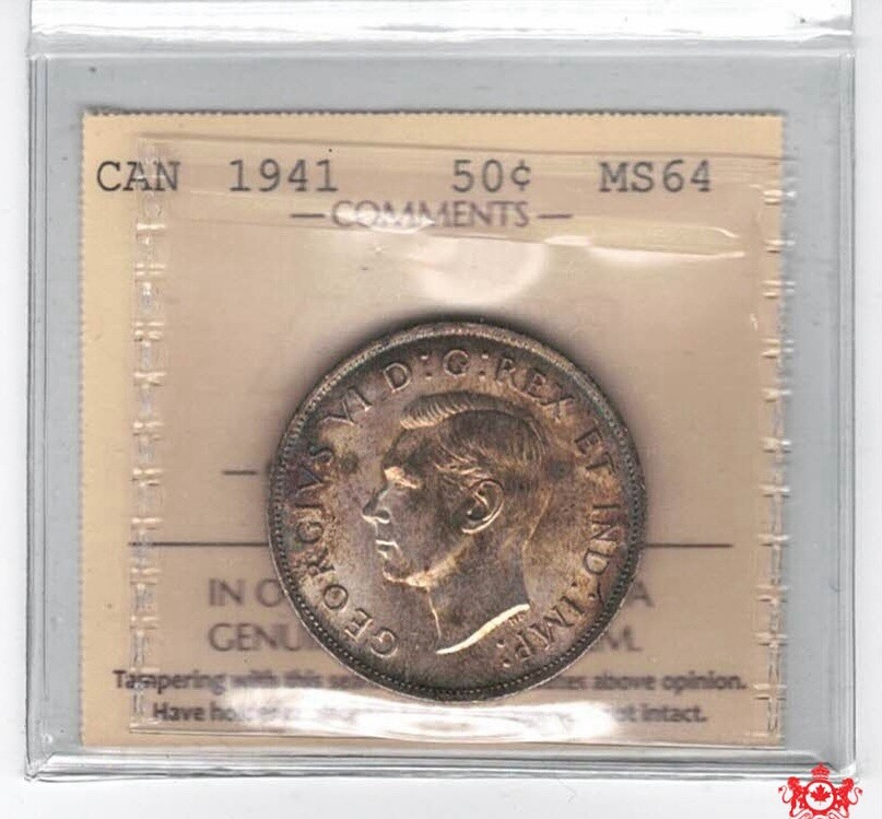 1941 Canada 50 Cents - ICCS MS64 - XWZ 995