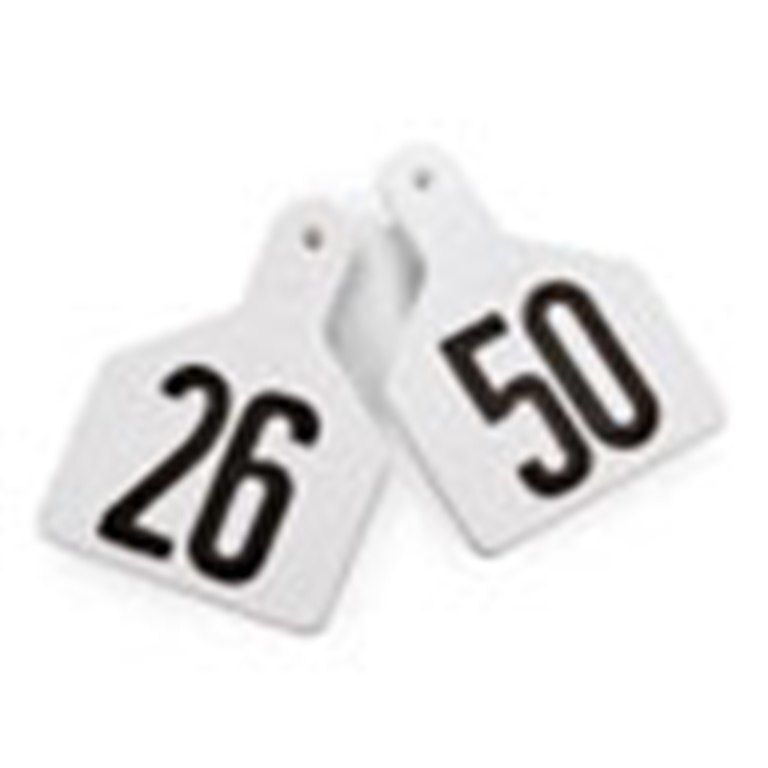 Y-Tex 4* Numbered Ear Tag WHITE #26-50 25 Tags/Package Prevent Cracking Flexible