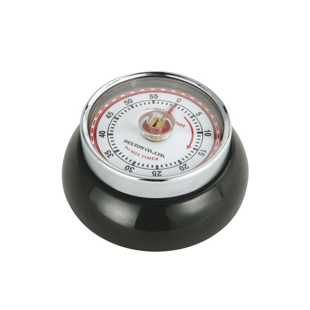 Magnetic Retro Kitchen Timer, Classic Mechanical Cooking Timer (Black)