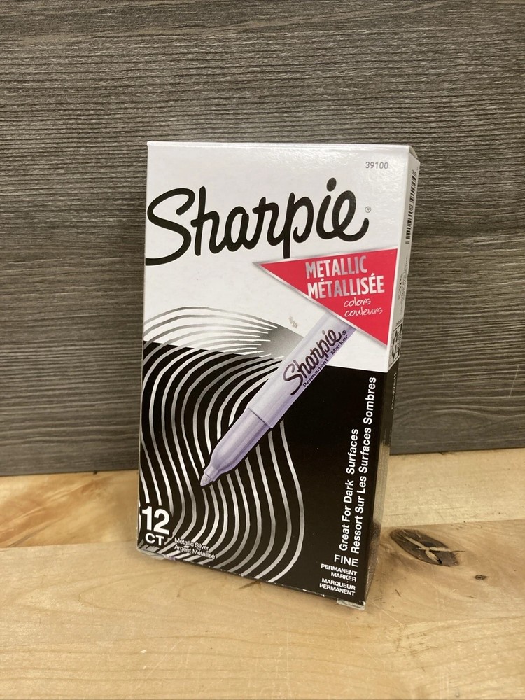 Sharpie 39100 Permanent Fine Markers, Metallic Silver - 12 Pack! NEW!