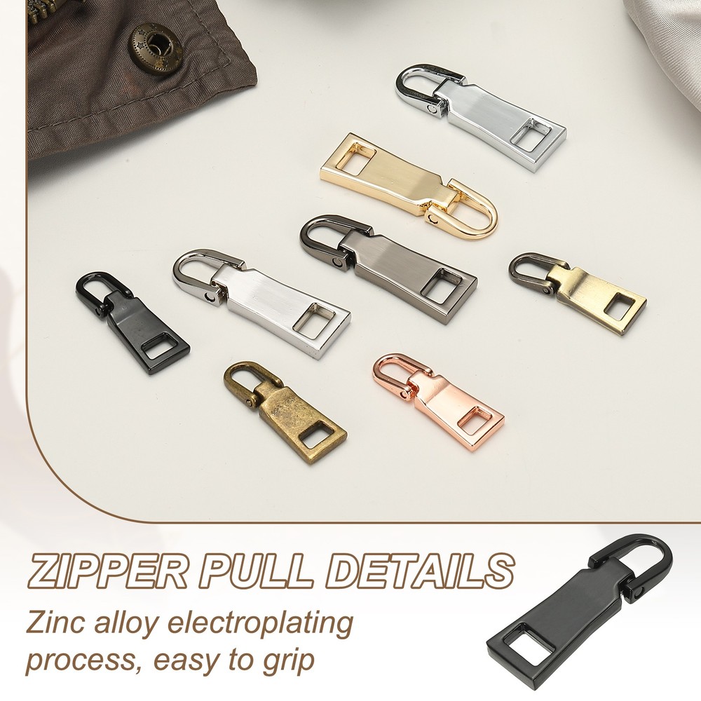 2Pcs Detachable Metal Zipper Pull Replacement for Luggage, Bronze
