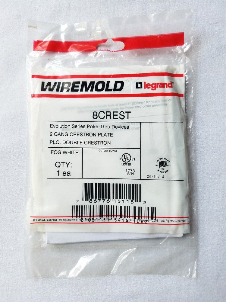 8CREST Wiremold Evolution 8AT Series Crestron Double Gang Plate - OFF WHITE