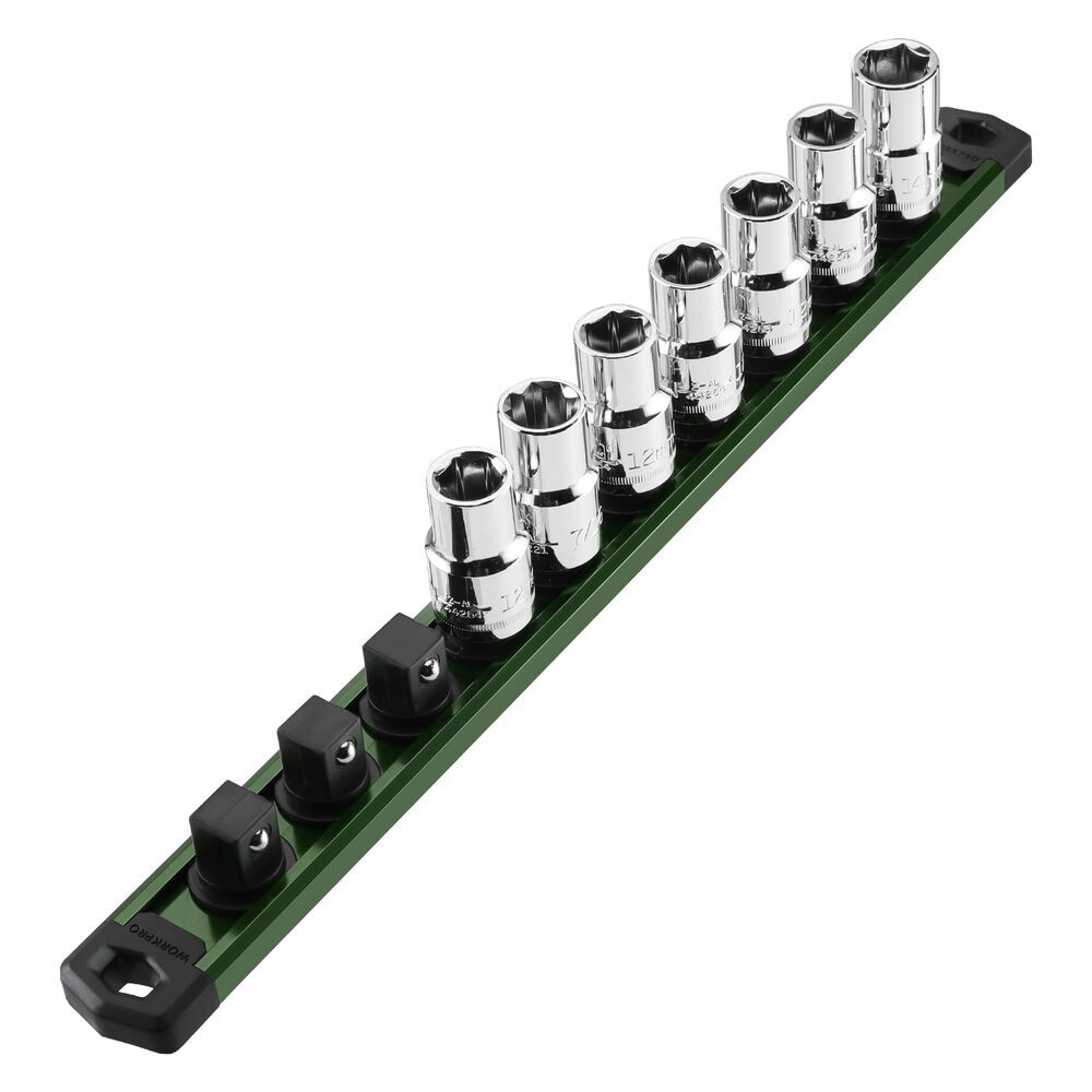 WORKPRO Magnetic Socket Organizer 1/2''Heavy Duty Socket Holder, Socket Rack Kit
