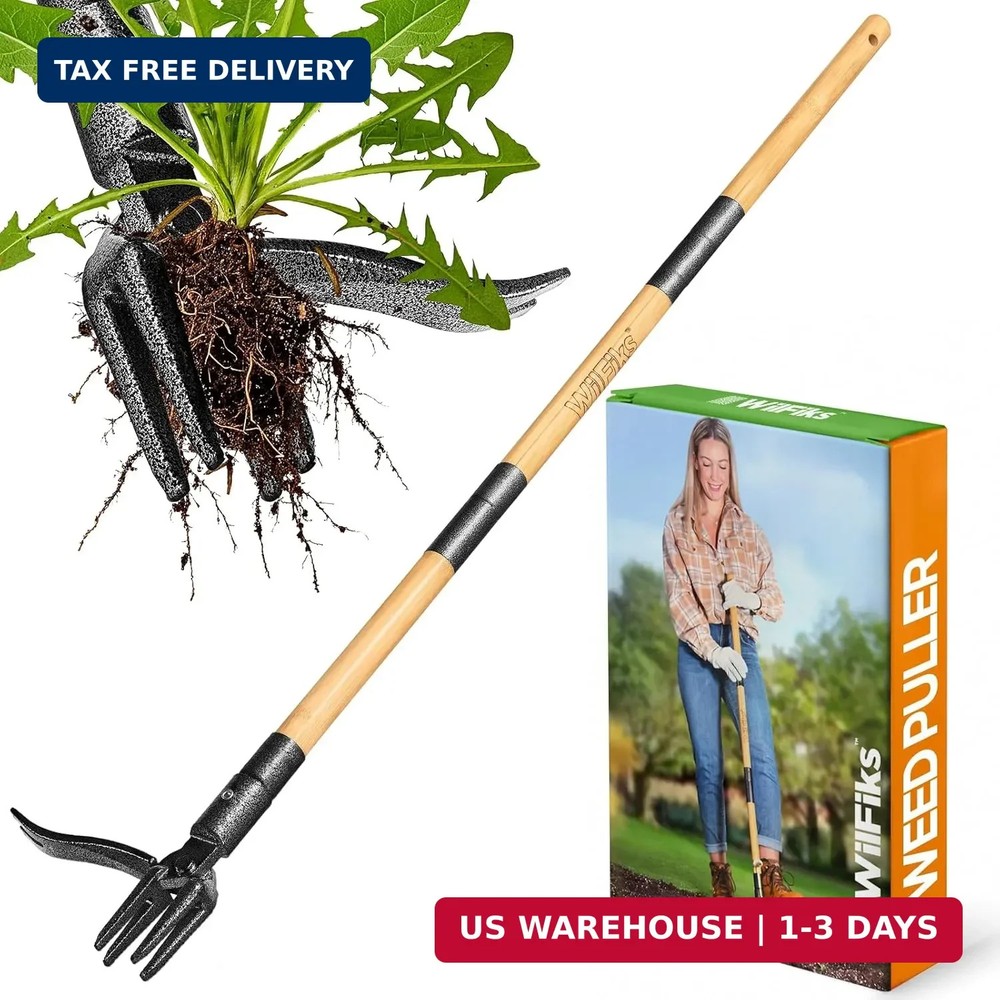 Weed Puller Tool, Stand Up Heavy Duty Weed Remover Tool with Long Handle , Foot