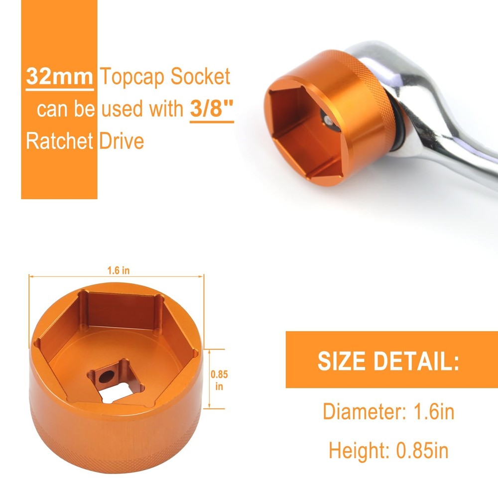32mm Bike Fork Topcap Socket Tool Compatible for Fox Series of...