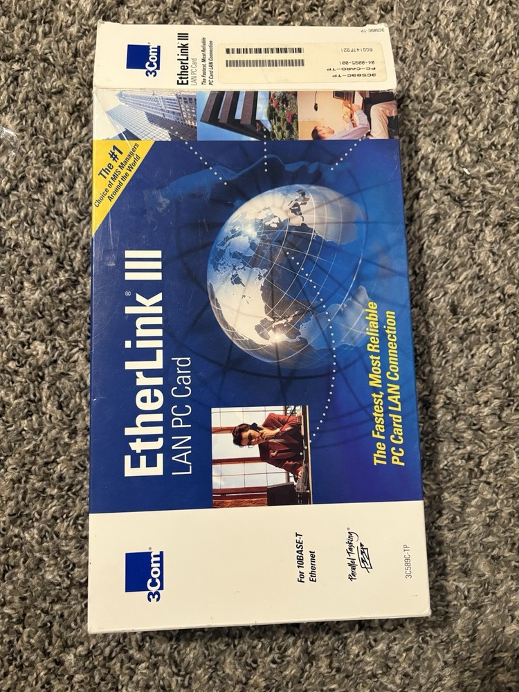 Vintage 1995 3Com EtherLink III LAN PC Card 3C589C kit_ Read Description