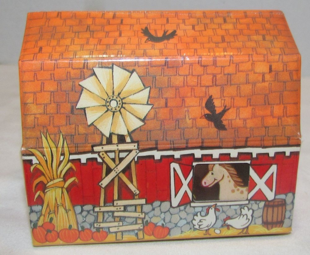 1982 Hallmark Decorative Matches Matchbox in Barn Shaped Box, SEALED