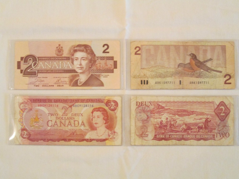 Two dollar Canadian notes