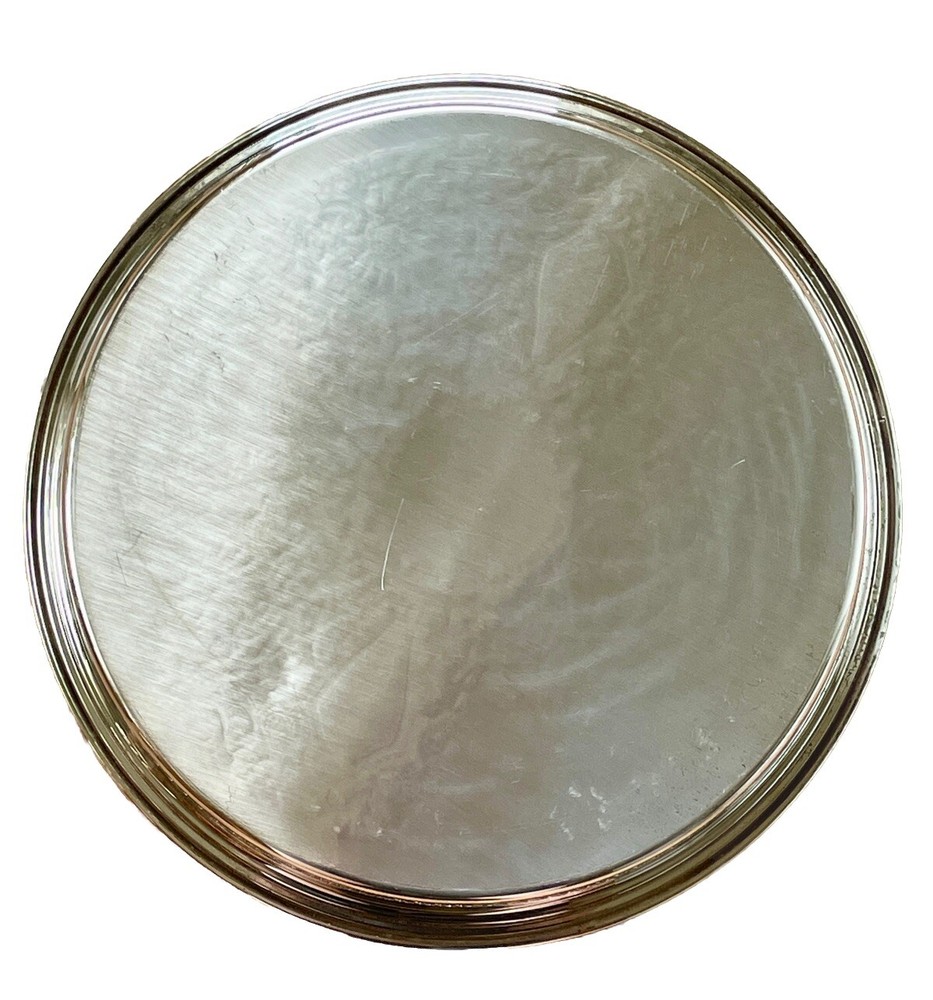 REED & BARTON SILVER PLATE 13” ROUND PIERCED GALLERY TRAY