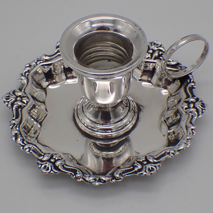 Chamberstick Floral Scroll Rim Frank Whiting Sterling Silver