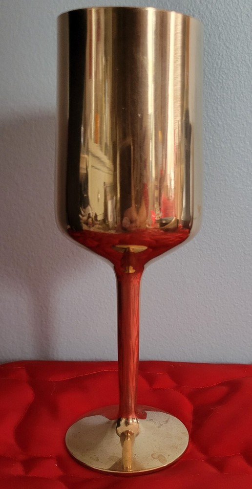 Solid Brass 7.5" Wine Goblet Monogrammed Dated August 25, 1984