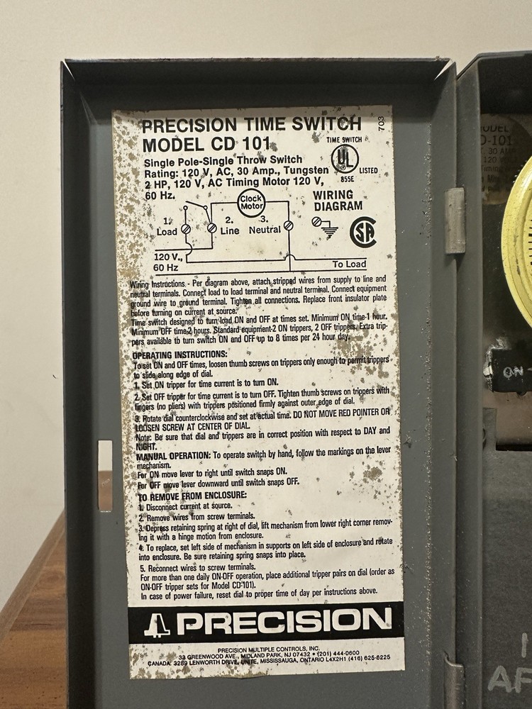 Precision Time Switch CD‑101 – Single Pole Single Throw SPST – Clean & Tested