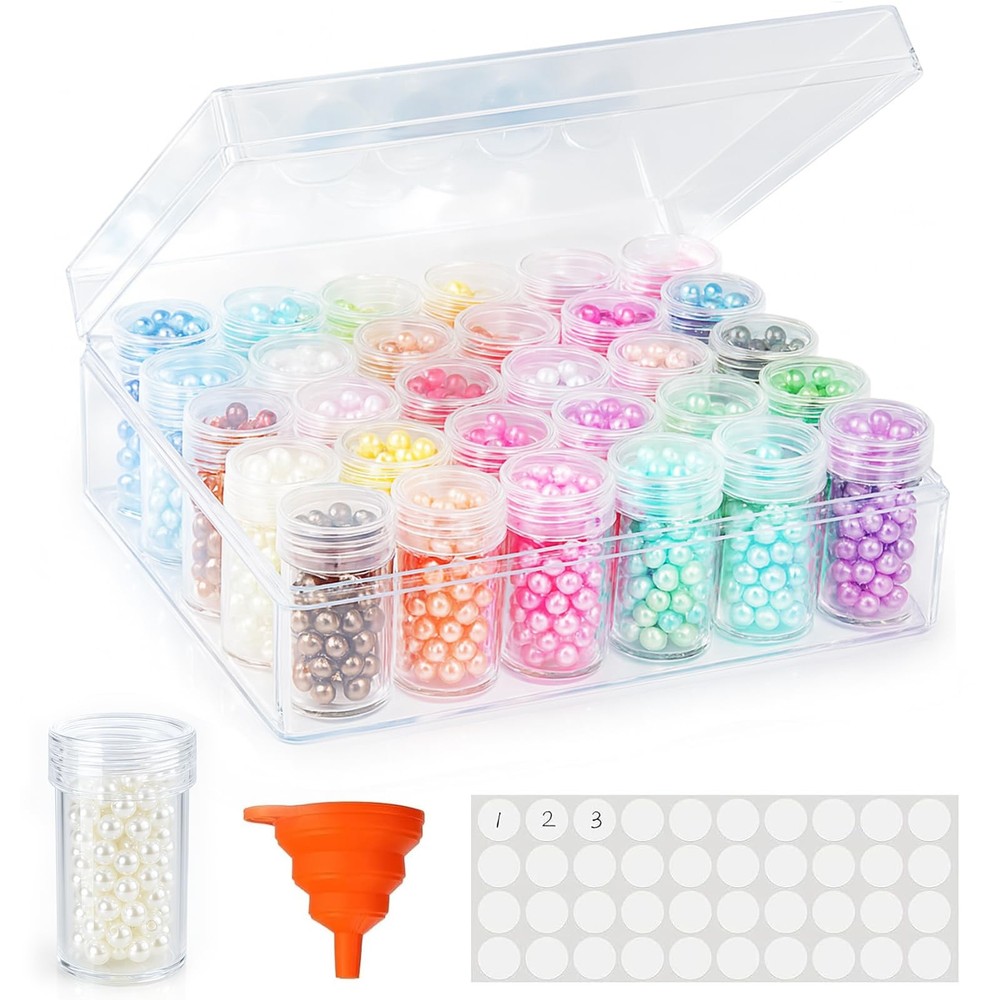 Embroidery Diamond Storage Box, 30PCS Big Clear Plastic Bead Containers with ...