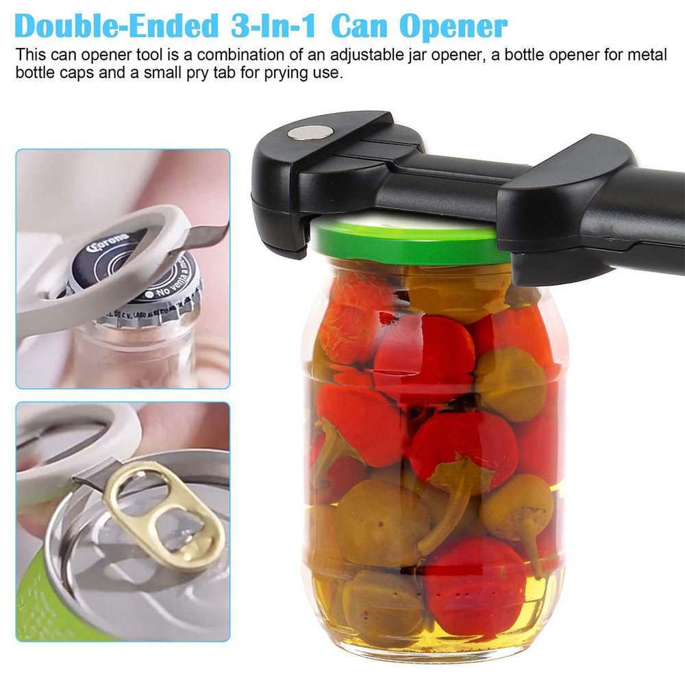 Multi Functional Bottle Opener Retractable Adjustable Jar Can Opener Easy Grip