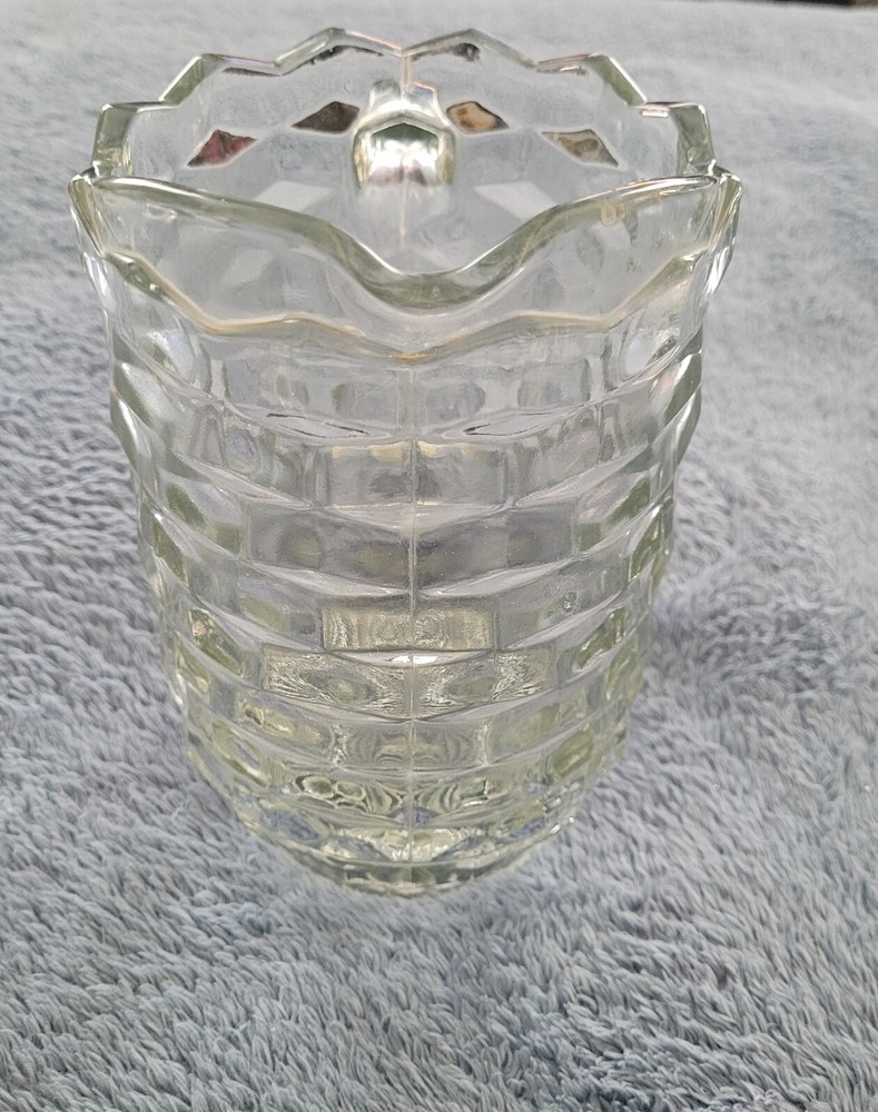 VTG. Brilliant Heavy Cut Glass Pitcher Pineapple/Diamond Pattern Texture 9"