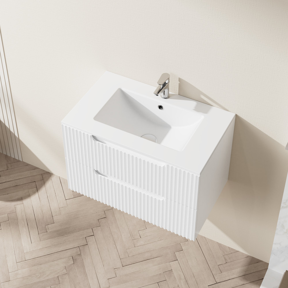 30 inch Undermount Ceramic Sink for Bathroom Vanity, White