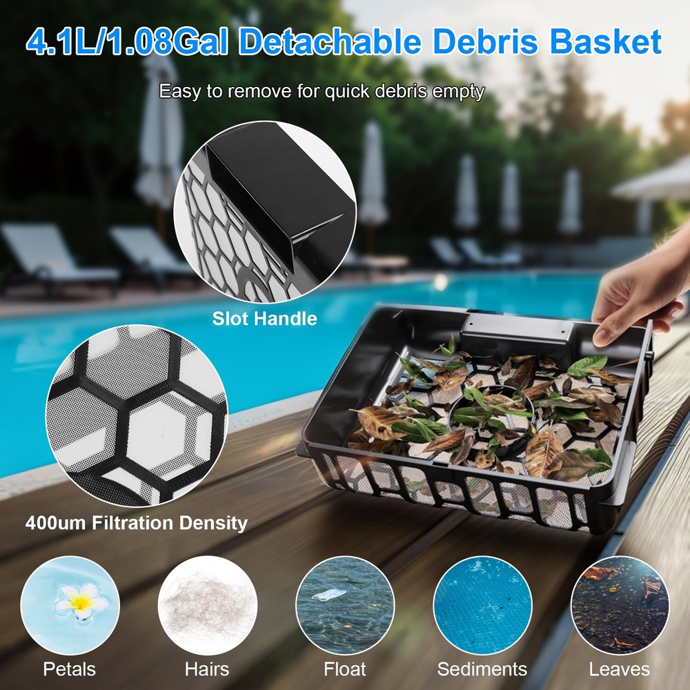 Solar Robotic Pool Skimmer Swimming Pool Surface Solar Surface 2 Modes &APP Tool