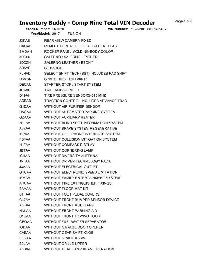 FUSION 2017 High Mounted Stop Light 104920547