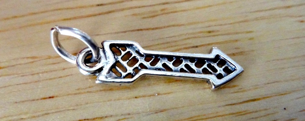 Sterling Silver Small 20x5mm Fancy Arrow Pointing Charm