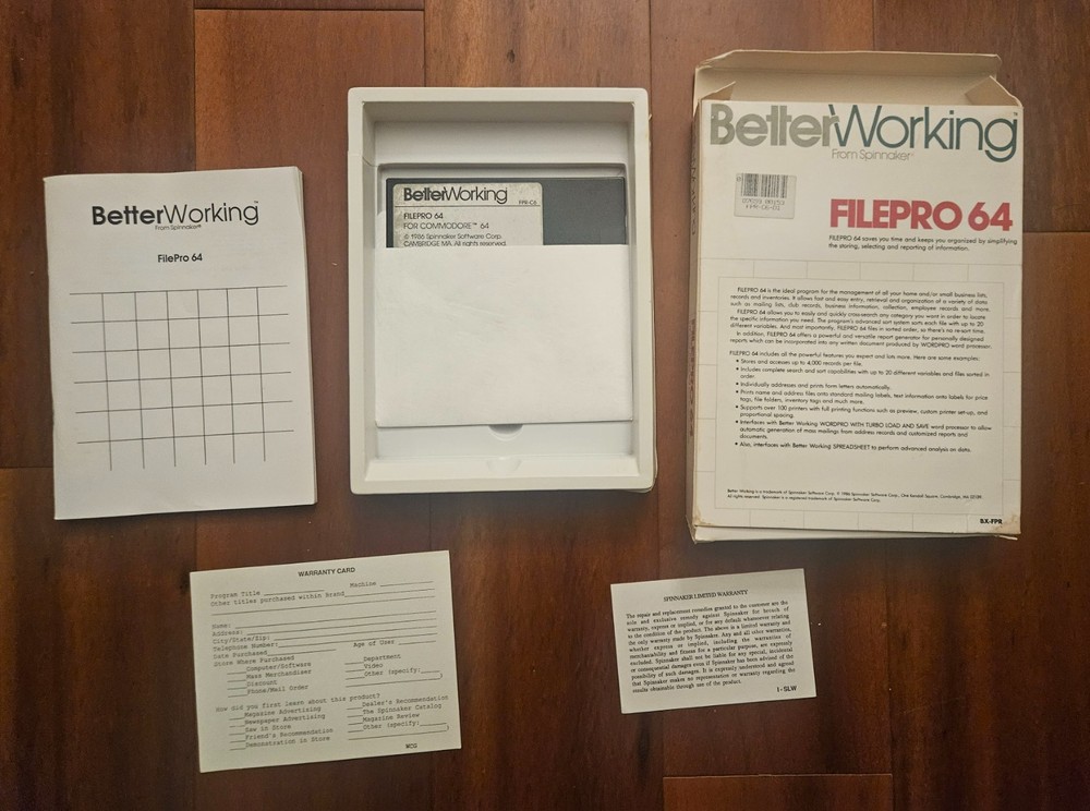 Better Working Spreadsheet Software by Spinnaker Commodore 64/128, Untested