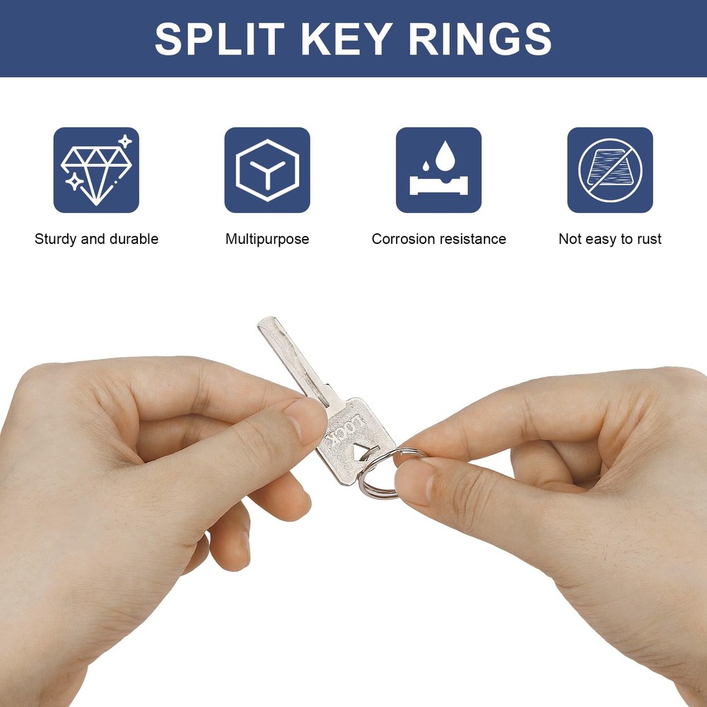 100PCS Key Rings Split Rings,Silver Keychain for silvery