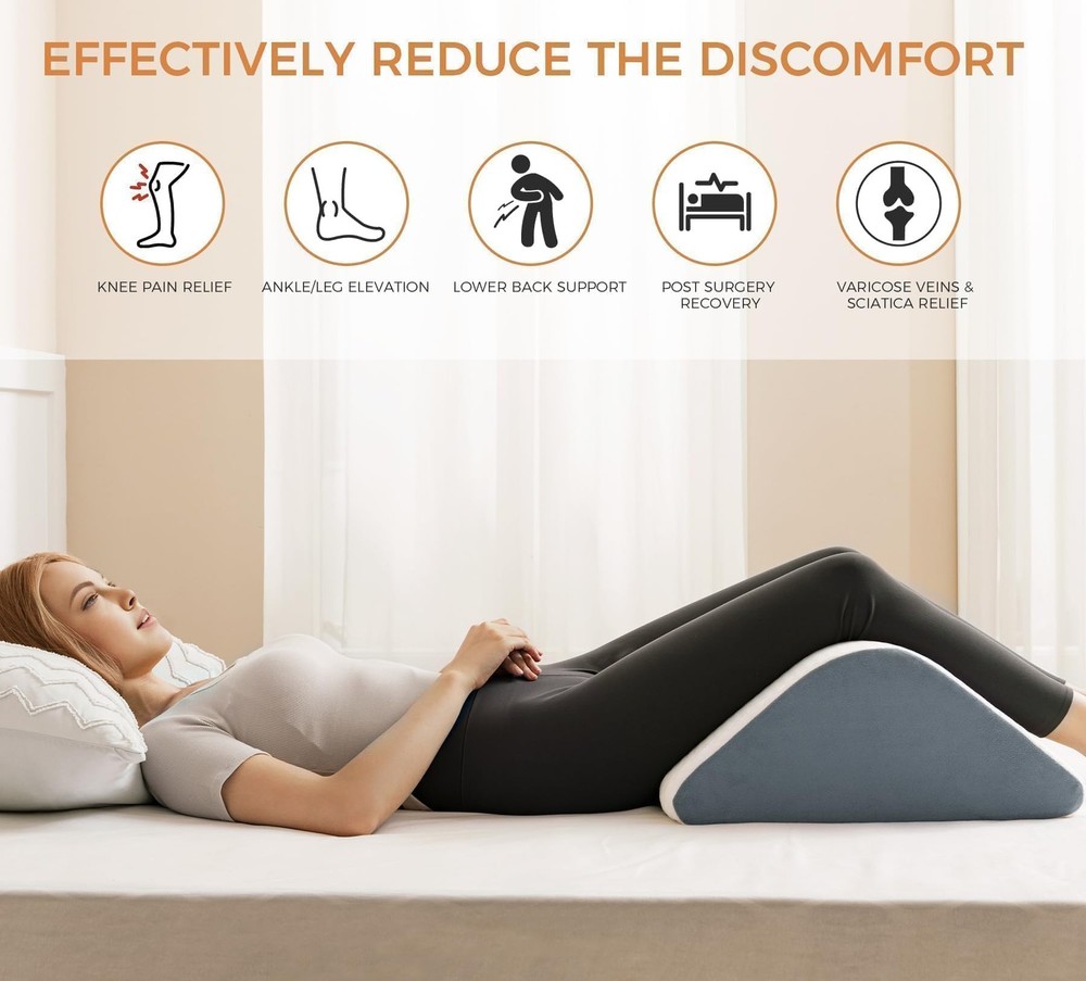 Knee Wedge Pillow Support for Post Surgery Back Hip Pain Leg Elevation